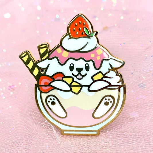 Enamel Pin | Pupbingsu - Strawberry Cheesecake