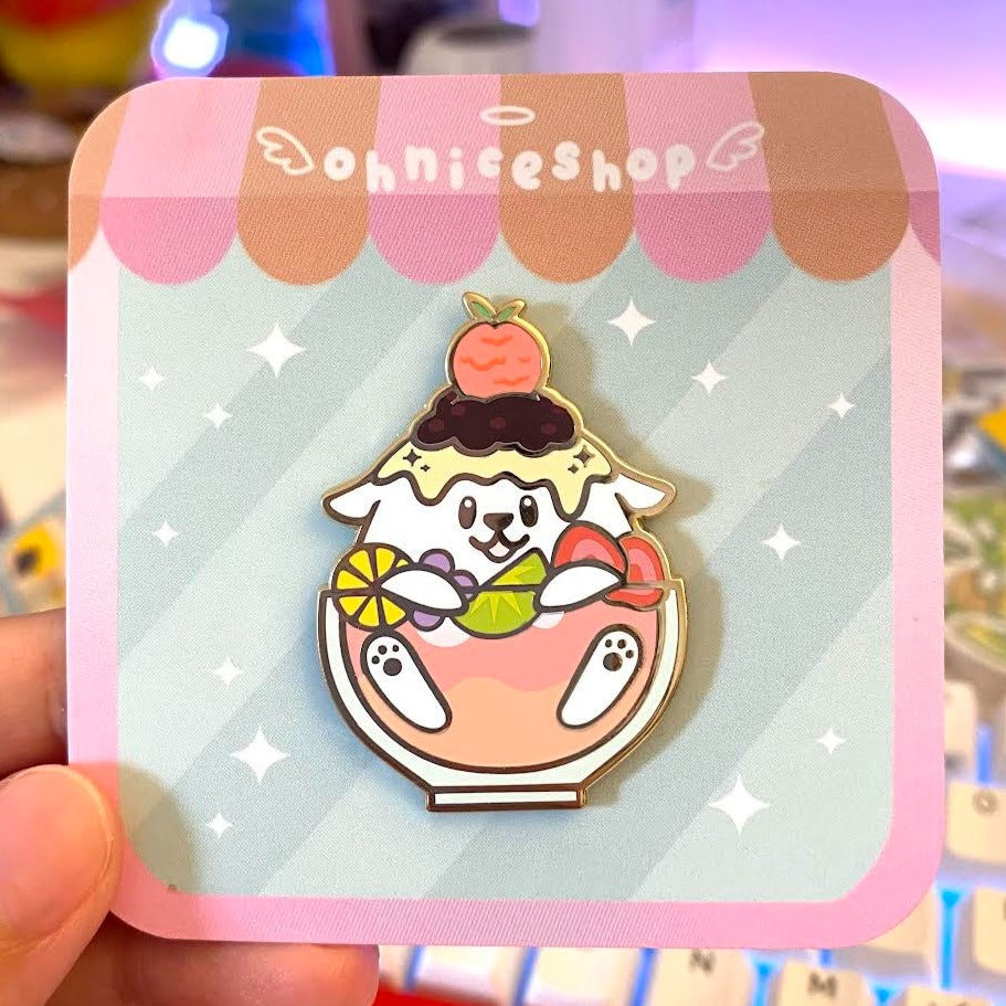 Enamel Pin Set | Pupbingsu Collection (Mixed Fruit, Chocolate, Strawberry Shortcake, Melon)