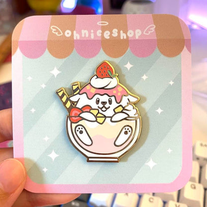 Enamel Pin | Pupbingsu - Strawberry Cheesecake