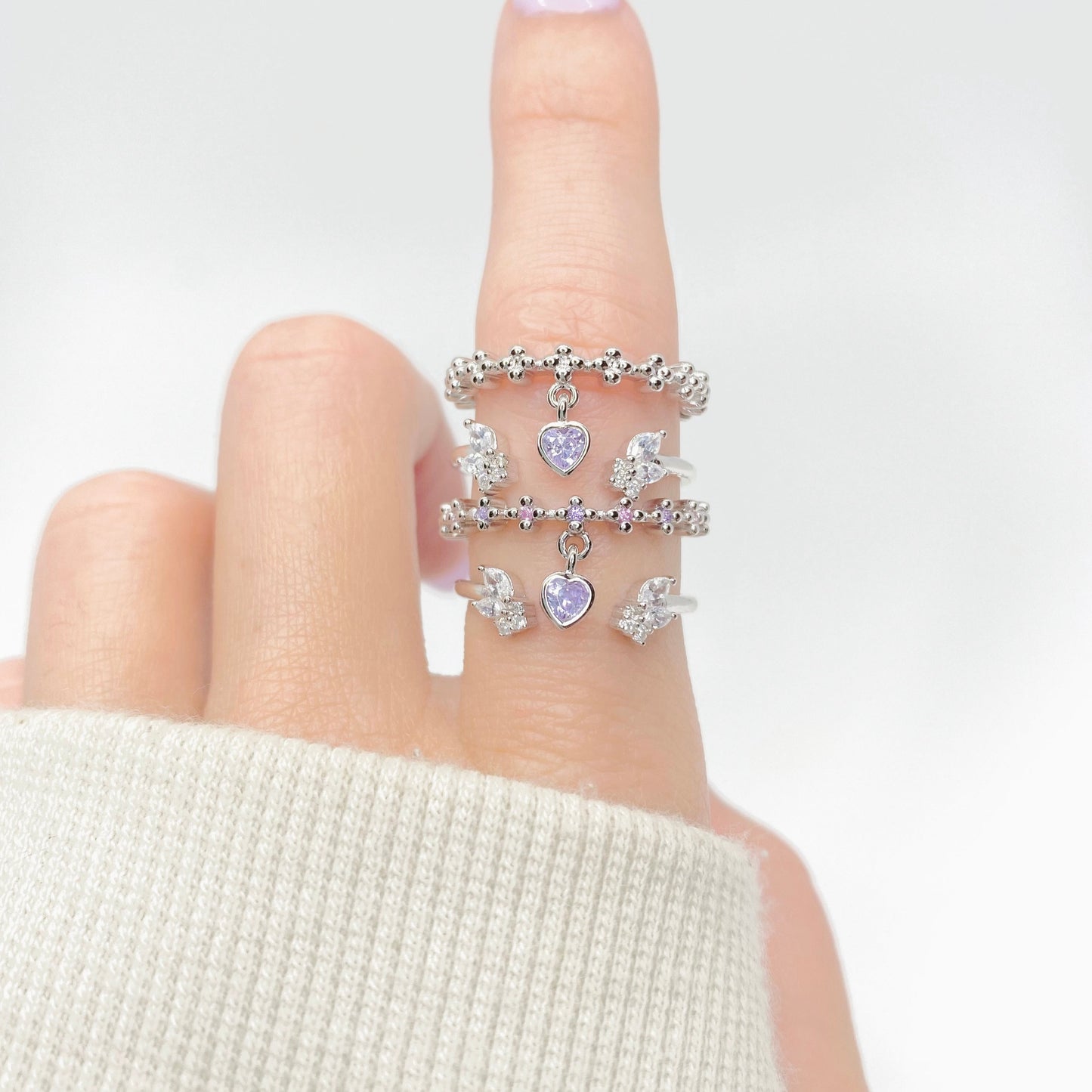 Guardian Angel Double Stack Ring (Bejeweled Edition)