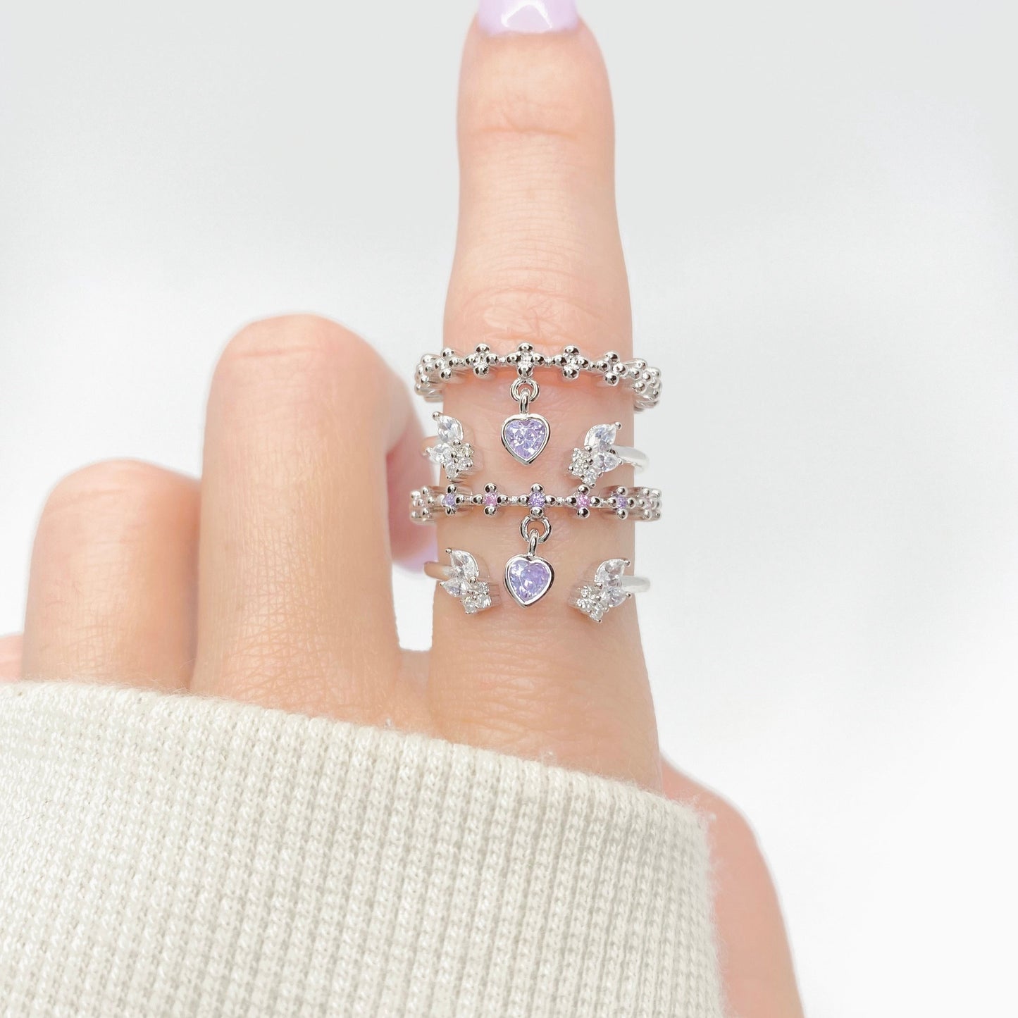 Guardian Angel Stackable Ring Set (Bejeweled Edition)